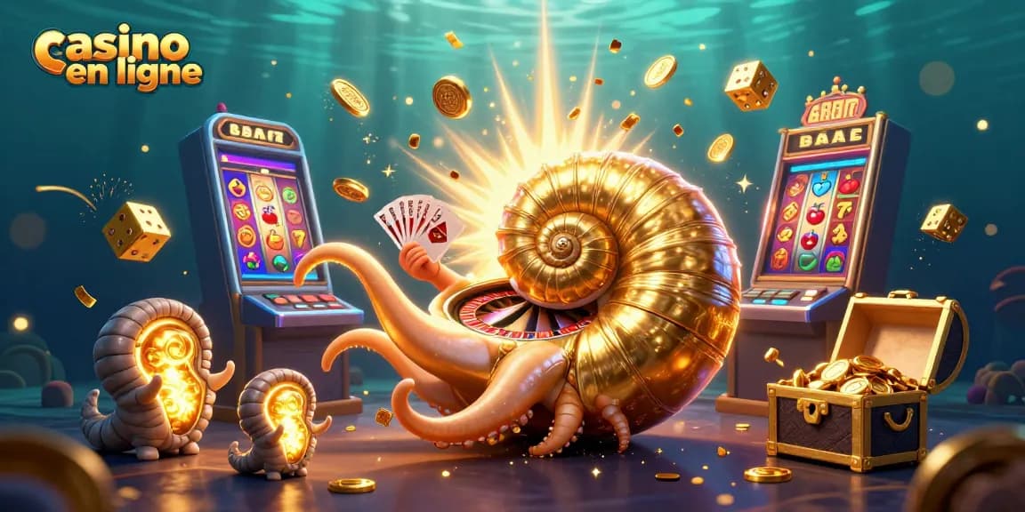 Jouez au casino en ligne avec cette illustration riche et dynamique pleine d'éléments de jeu.