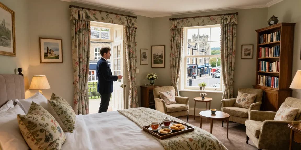 Charming accommodation Skipton scene showcasing cozy bed and breakfast with welcoming atmosphere.