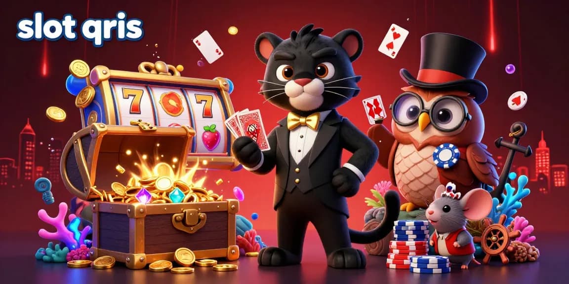 Play slot qris with vibrant characters dealing cards alongside underwater treasures in a dynamic scene.