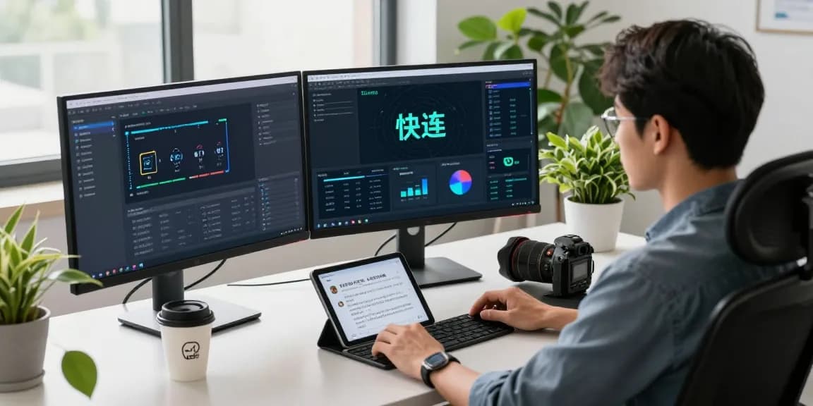 快连網絡優化軟體在科技工作區展示性能分析和用戶反饋。