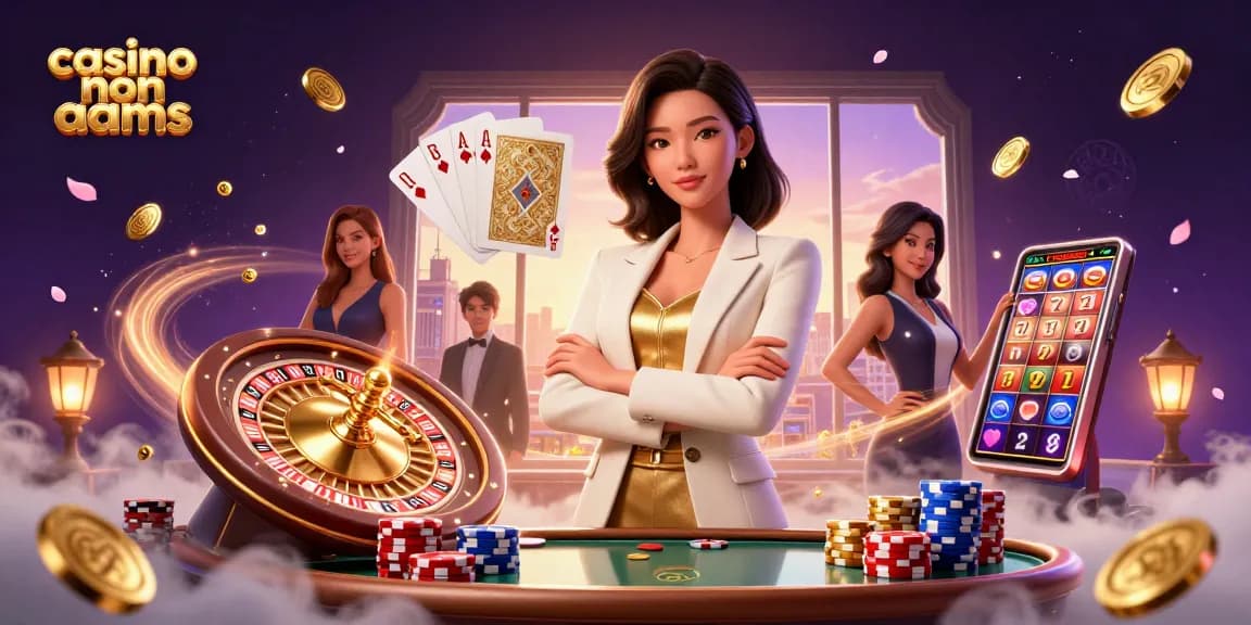 Vivi un'azione emozionante nei casinò non AAMS con personaggi vivaci tra monete e carte che cadono.