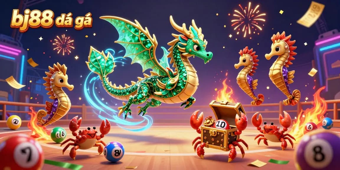 Experience bj88 đá gà with a vibrant cockfighting scene featuring magical characters in action.