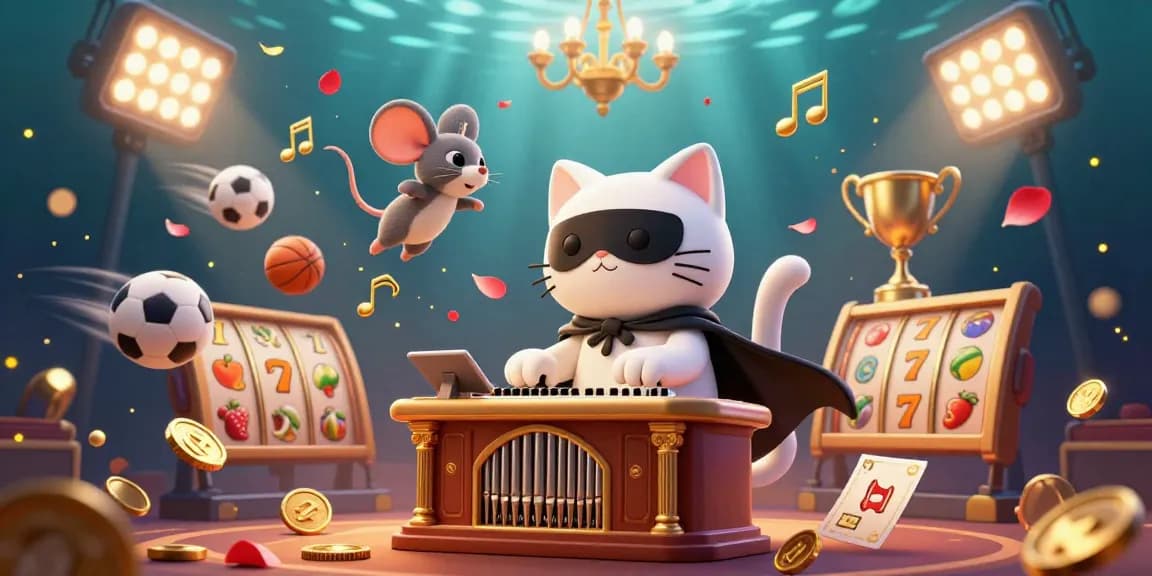 Engage with thrilling casino elements at qq8827 featuring a whimsical cat and mouse in 3D.