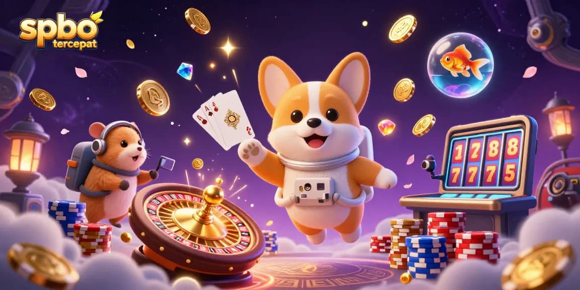 Bet on spbo tercepat with a 3D astronaut corgi in a space casino adventure filled with poker chips.