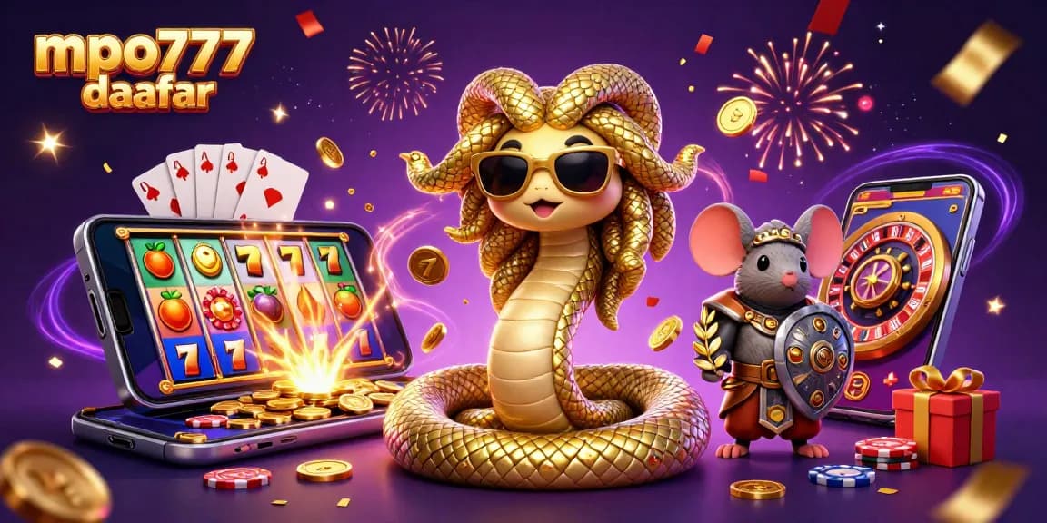 Engage with mpo777 daftar for a thrilling slot adventure in a vibrant casino-themed scene.