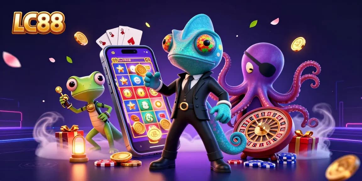 Bet on exciting games at LC88 with a colorful slot theme and engaging animated characters.