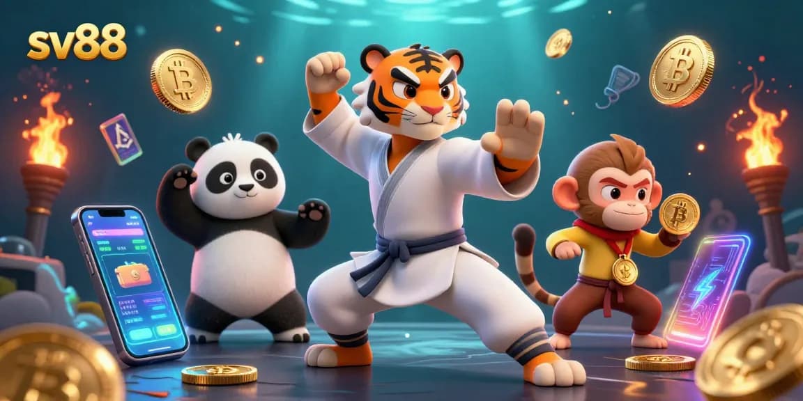 Experience thrilling wins with sv88 through this vibrant 3D casino scene featuring fun characters.