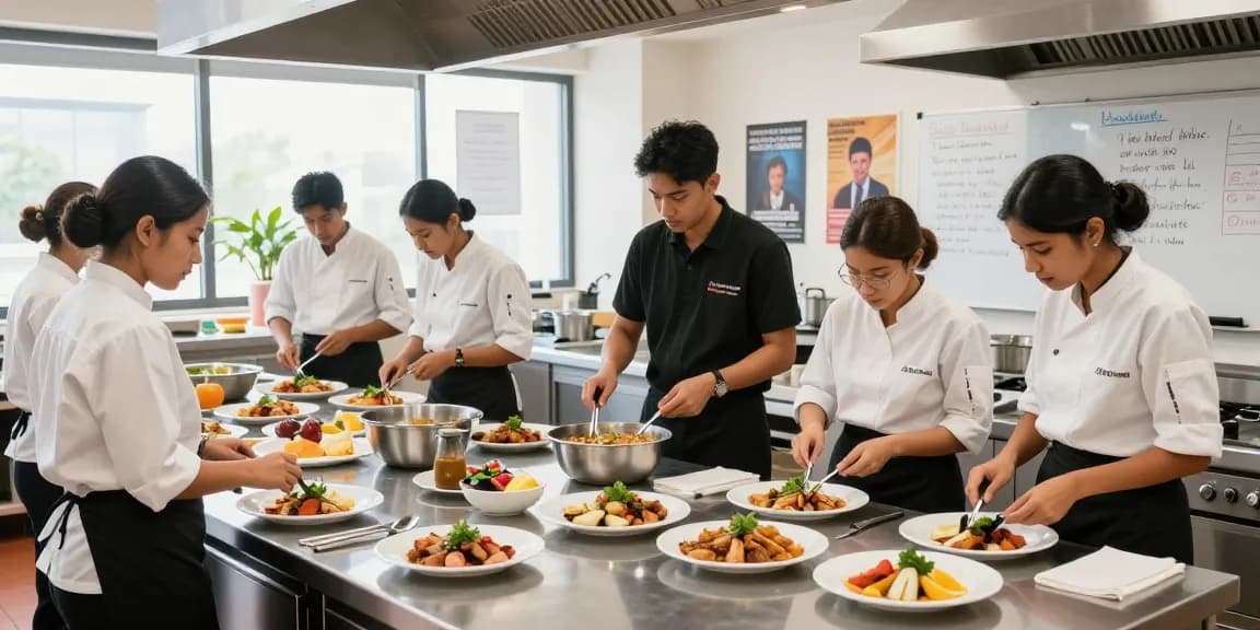 Hands-on culinary training for the hospitality workforce playbook 2026 in a modern kitchen.