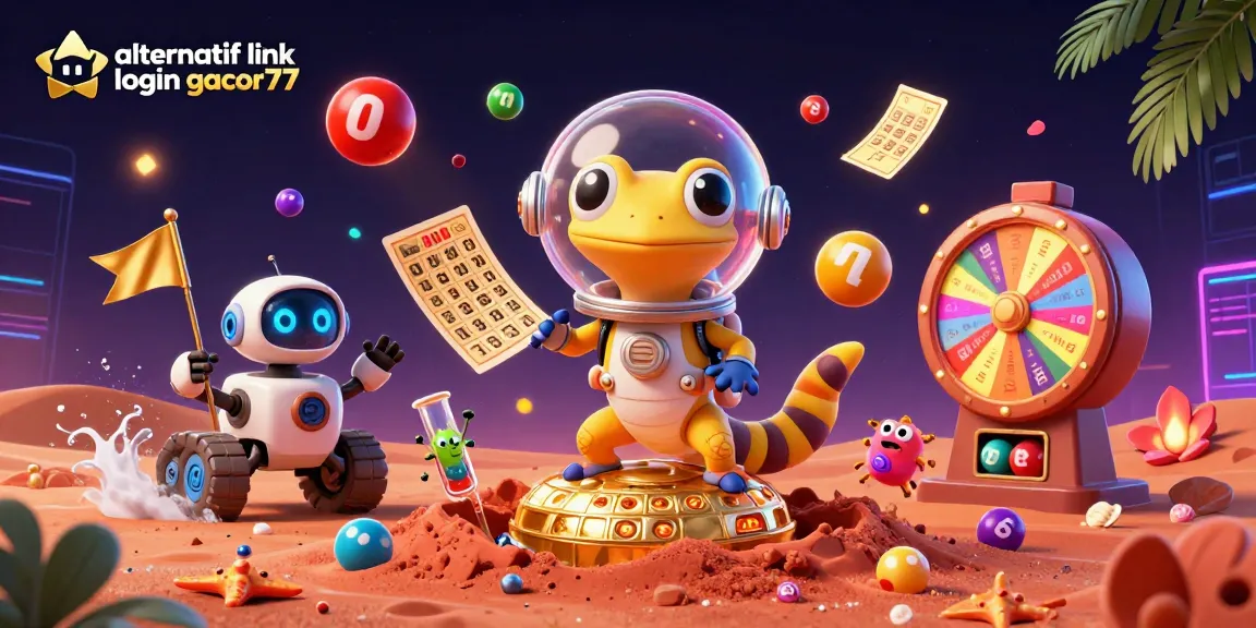 Engage with alternatif link login gacor77 through vibrant, animated lottery and casino scenes