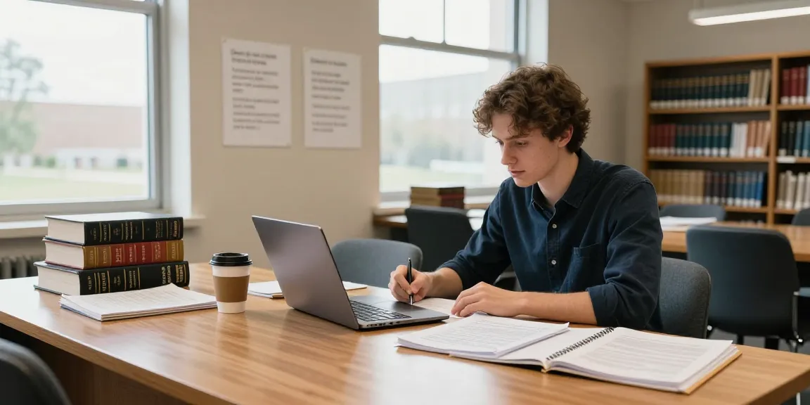 Bradley Robinson Alabama focused on studying law in a university study space, showcasing dedication and academic challenges.