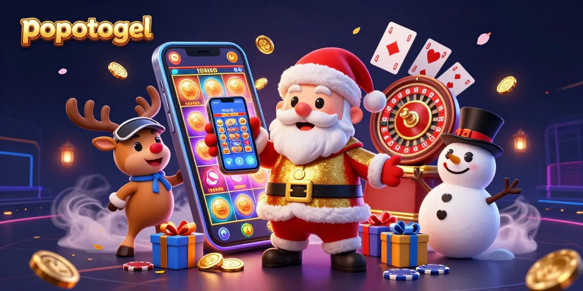 Experience popotogel with Santa winning jackpots amidst gaming excitement and vibrant visuals.