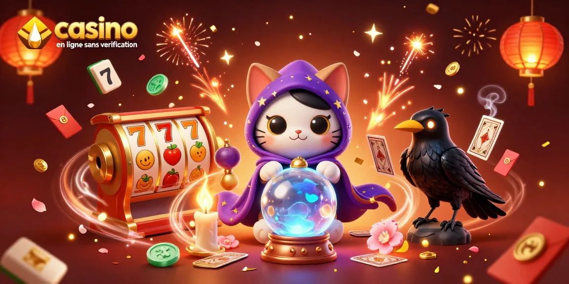 Gagnez au casino en ligne sans vérification avec une illustration de chance et de mystère captivante.