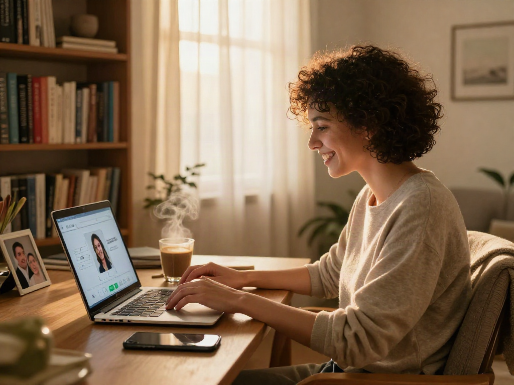 Engaging with the AI age estimator to discover how old do I look in a warm home environment.