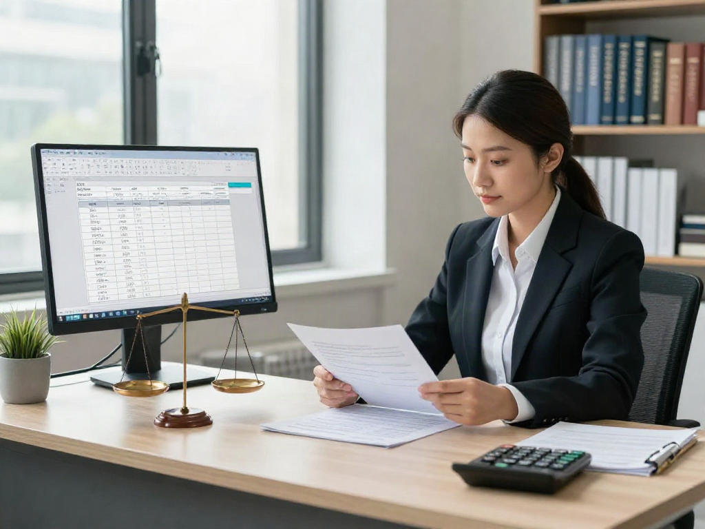 SMSF audit process with auditor reviewing financial documents at a modern desk.