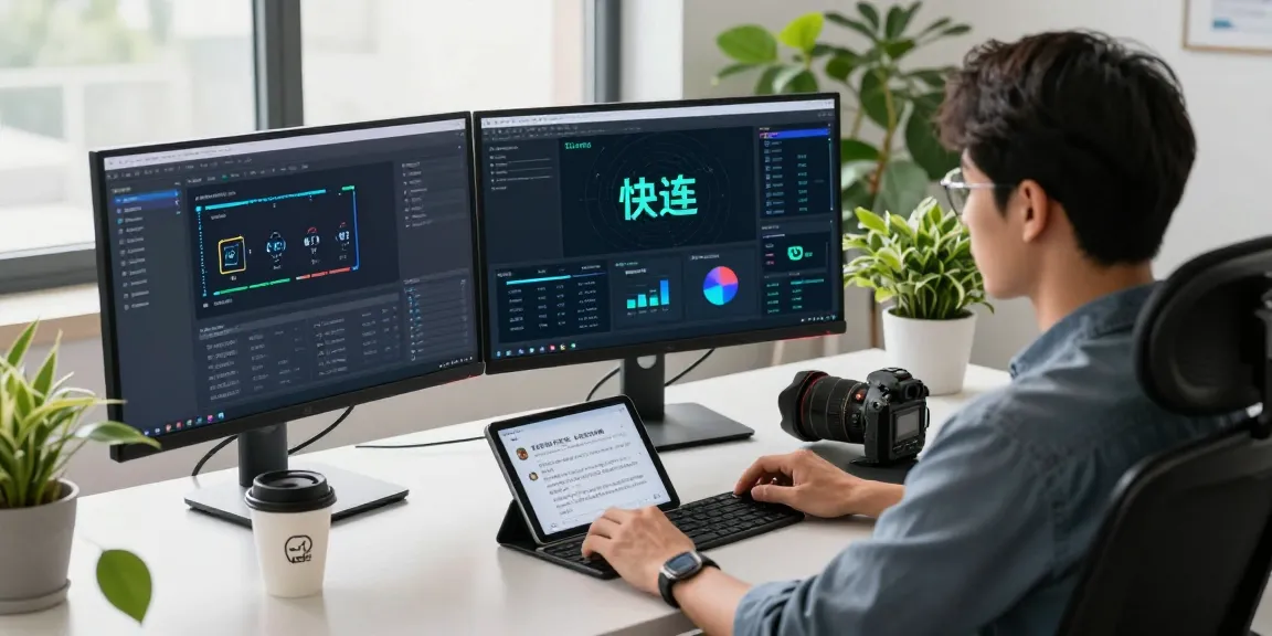 快连網絡優化軟體在科技工作區展示性能分析和用戶反饋。
