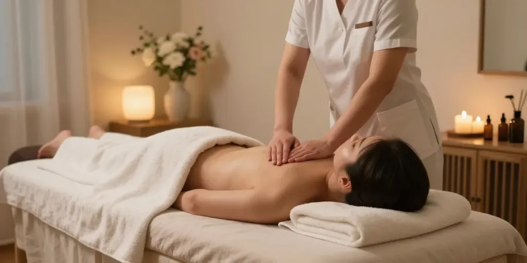 Relaxing 서울출장마사지 experience in a calm home spa setting