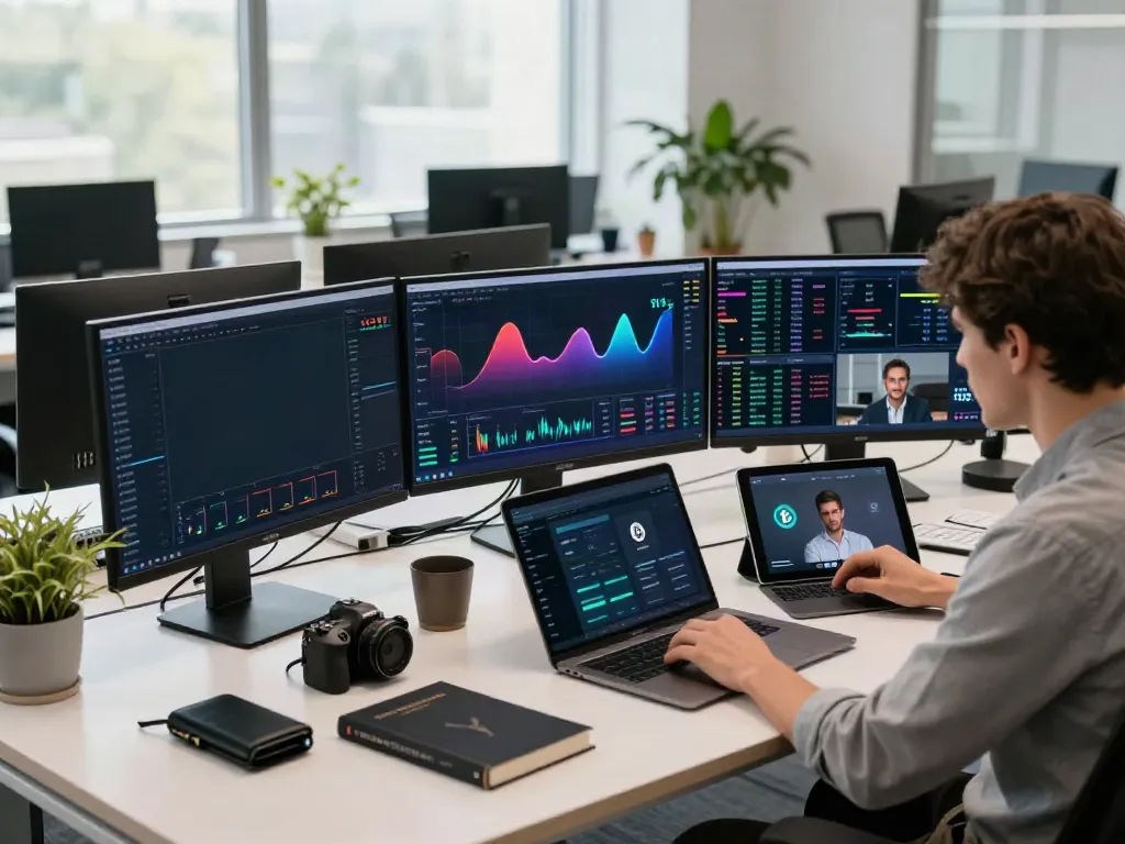 Real-time crypto API utilized in a professional trading environment with Bitcoin and Ethereum data analytics, secure wallet setup, and market insights.