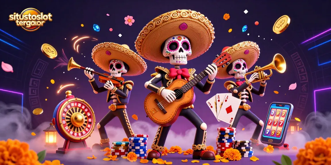 Experience vibrant action with situstotoslottergacor showcasing skeleton mariachi performers amidst casino thrills.
