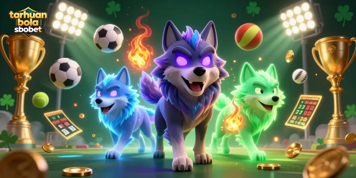 Experience taruhan bola sbobet betting excitement in this dynamic 3D illustration featuring sports elements.