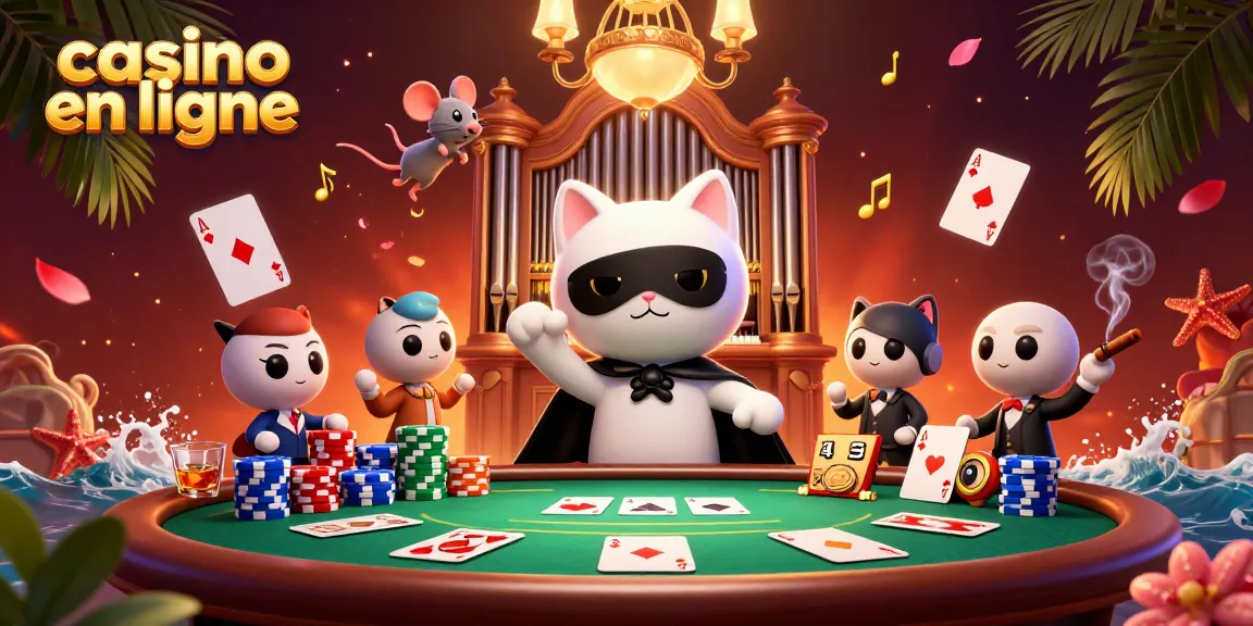 Jouez à des jeux passionnants sur les casinos en ligne avec une illustration vibrante mettant en avant des thèmes de poker.