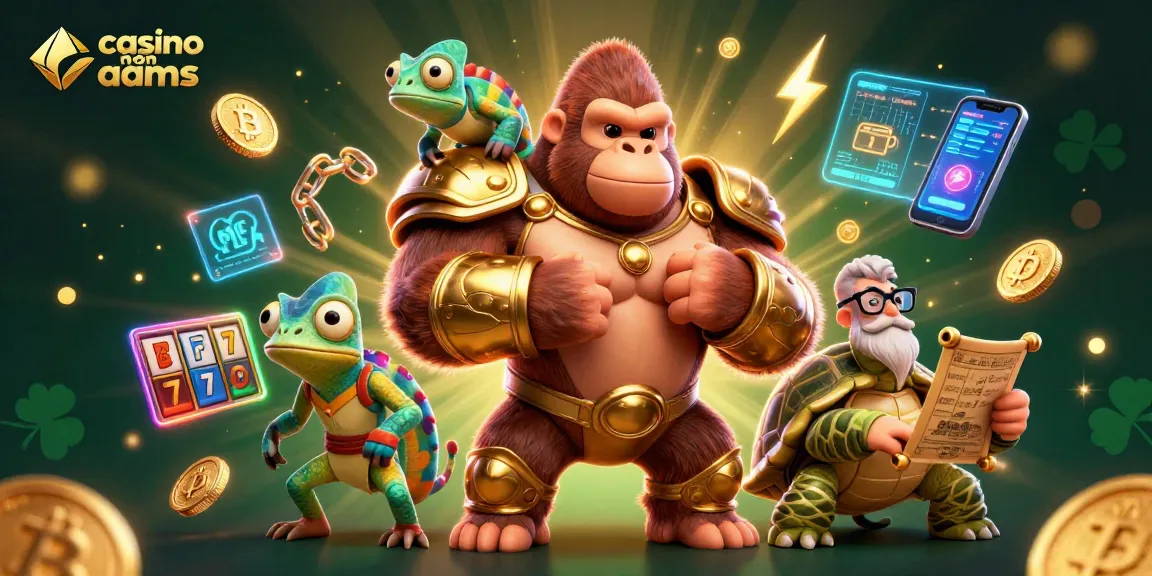 Vivi l'emozione del casino non aams con un dinamico gorilla re 3D, un camaleonte e una tartaruga.