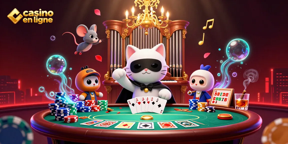 Scène captivante représentant l'action du casino en ligne avec des personnages et des éléments de jeu dans une illustration 3D vibrante.