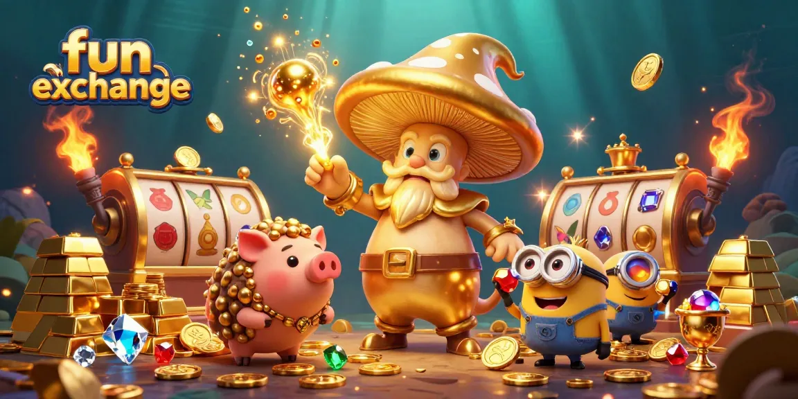 Engage in thrilling fun exchange casino action with slot reels and golden treasures shimmering around enchanted characters.
