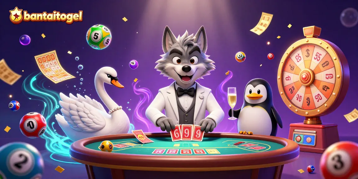 Experience the thrill of bantaitogel with vibrant lottery elements and engaging characters in this lively casino scene.