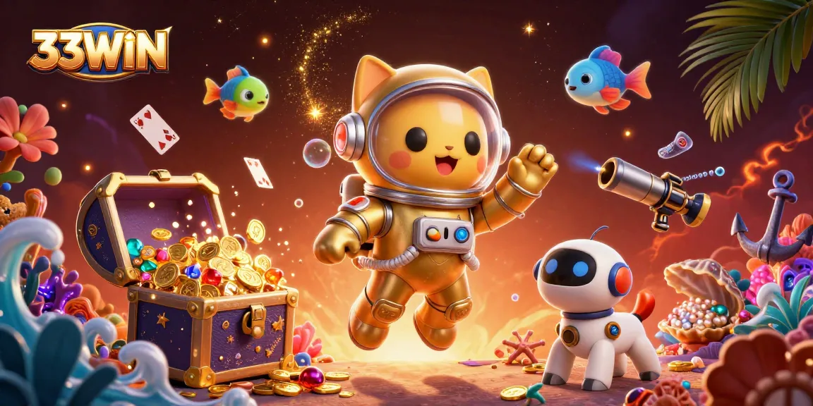 Experience the thrill of 33WIN in a vibrant 3D digital casino adventure animation.