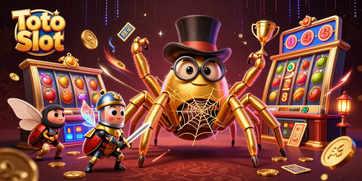 Toto Slot menghadirkan suasana kasino dengan karakter laba-laba emas dan ksatria kecil dalam perwakilan menarik.