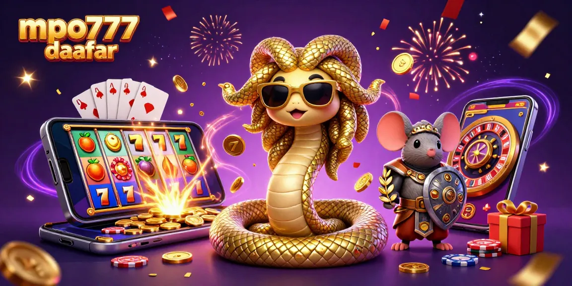 Engage with mpo777 daftar for a thrilling slot adventure in a vibrant casino-themed scene.