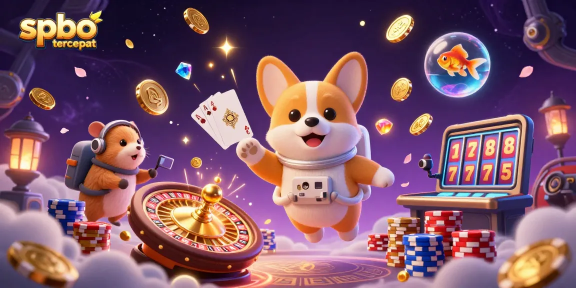 Bet on spbo tercepat with a 3D astronaut corgi in a space casino adventure filled with poker chips.