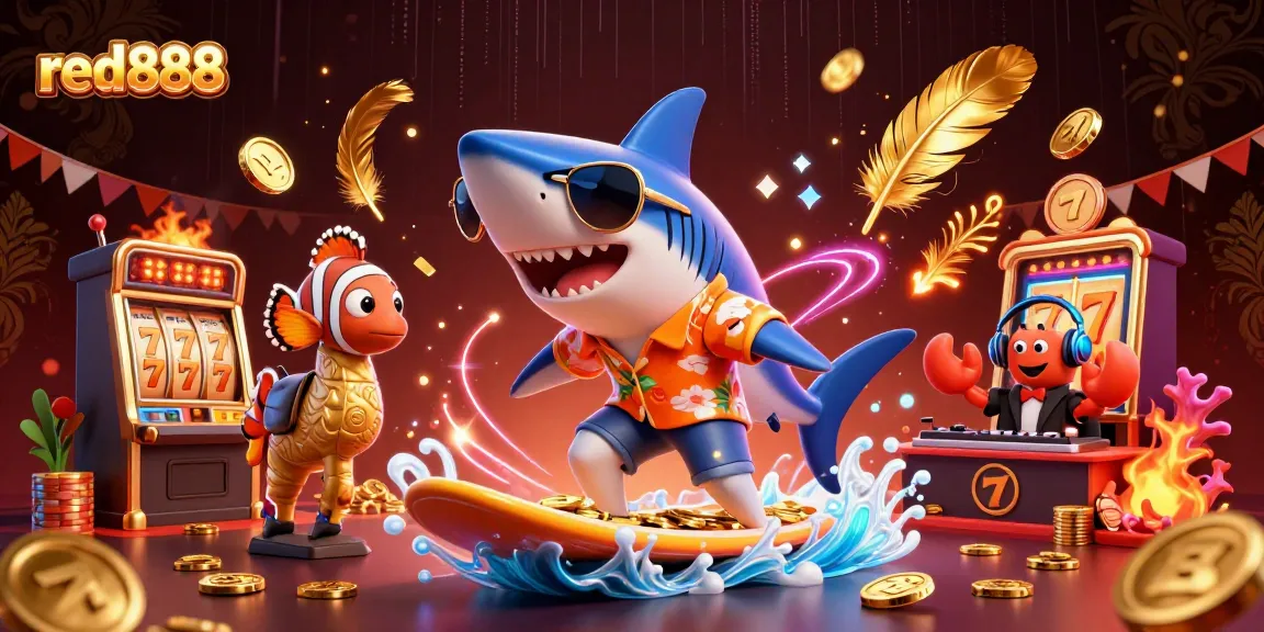 Experience the thrill of red888 gaming with vibrant characters celebrating wins.