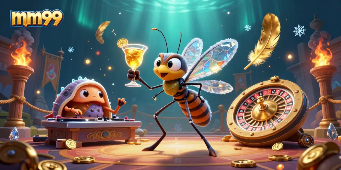 Experience the exciting mm99 casino world with a lively 3D scene featuring unique characters and vibrant gaming elements.