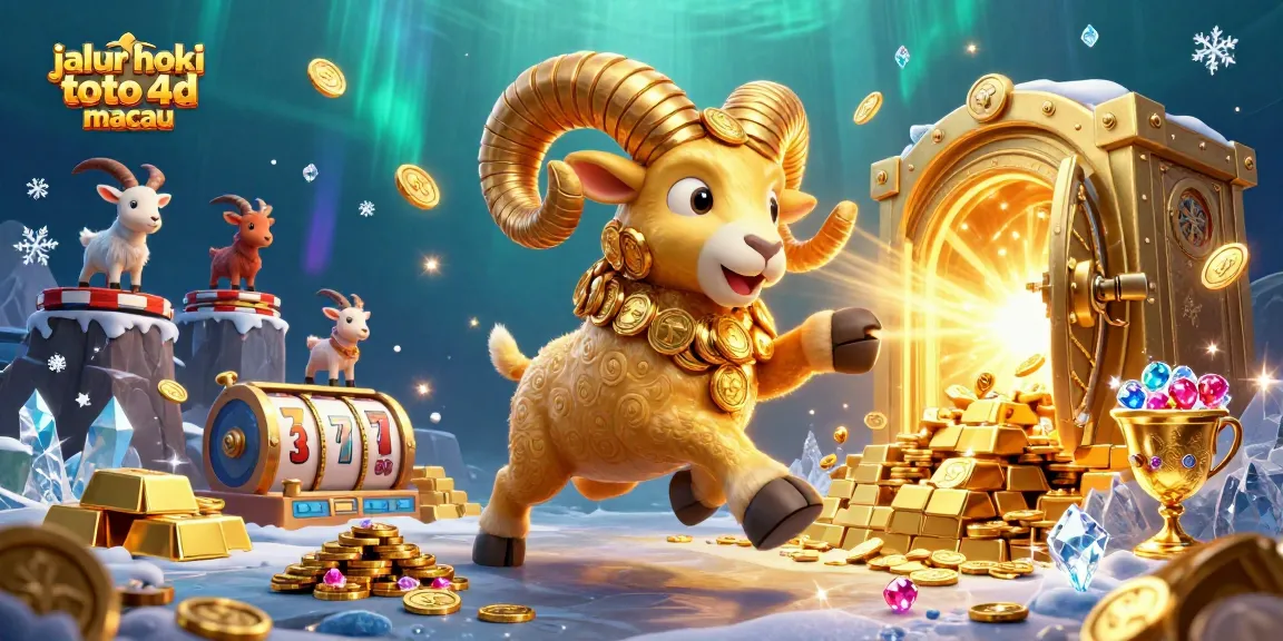 Engage in thrilling gameplay at jalur hoki toto 4d macau with golden ram charging through a treasure-filled scene.