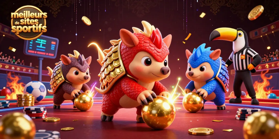 Vérifiez les meilleurs sites de paris sportifs avec cette illustration animée de pangolins rivalisant.