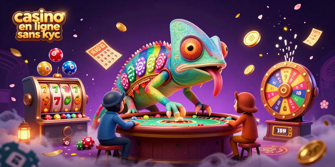 Jouer dans un casino en ligne sans KYC : une scène dynamique avec un caméléon casino.
