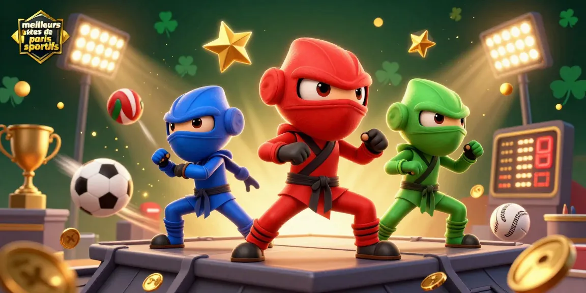 Meilleurs sites de paris sportifs : illustration dynamique avec des chameleons ninjas et des éléments de paris sportifs