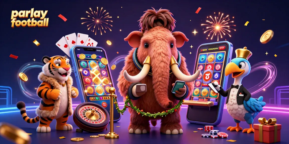 Experience the thrill of parlay football betting with a vibrant casino illustration.