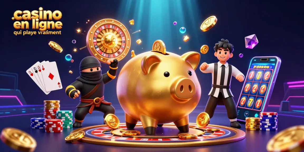Casino en ligne qui paye vraiment : caricature de casino avec un banquier géant et des pièces dorées.